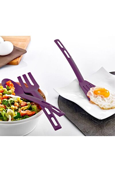 Tiesa Home Purple 3-Piece Mini Plastic Spatula Spoon Fork Serving Set