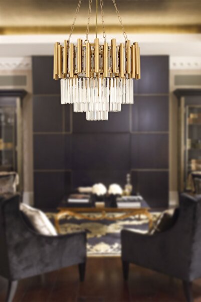 Apliqa Mostar Eskitme Kristalli, Taşlı Modern Tasarım Kristal Salon Avize