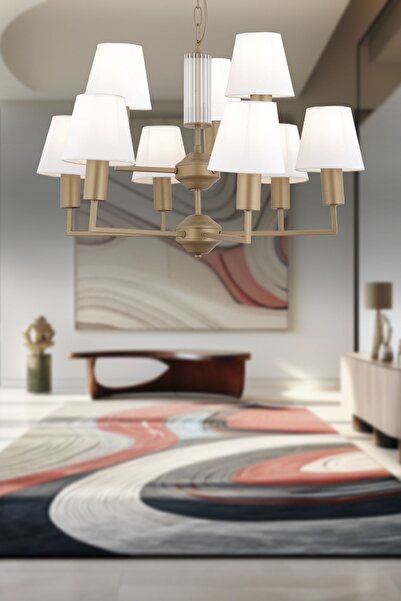 Apliqa Ellery 9'lu Eskitme Beyaz Şapkalı Modern Plafonyer Genç Odası Yatak Odası Retro Salon Avize