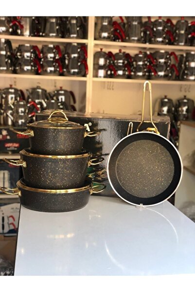 EVİNDA Modern Ve Şık Tasarımlar 7 Parça Gold Premium Black Set