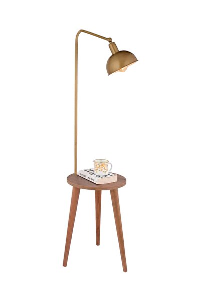 Apliqa Magic Eskitme Başlıklı Ahşap Sehpalı Modern Ayaklı Abajur Lamba Ahşap Lambader