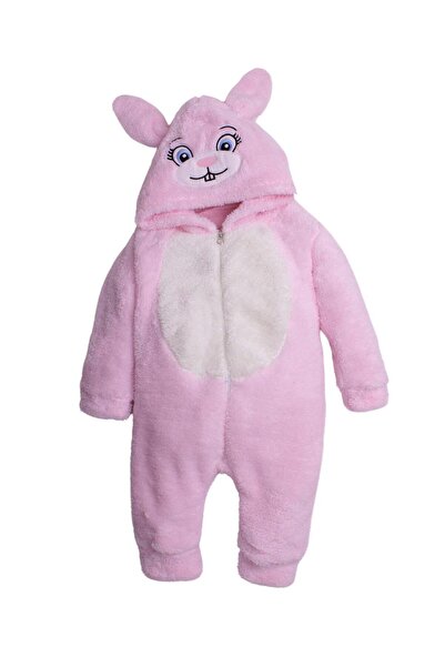 Chicsy Baby Kışlık Tatlı Peluş Kapüşonlu Tavşan Nakışlı Bebek Çocuk Welsoft T...