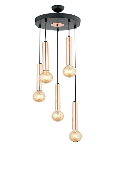 Apliqa Elisa 5Li Sarkıt Bakır Sarkıt Modern Genç Odası Mutfak Salon Sarkıt Avize