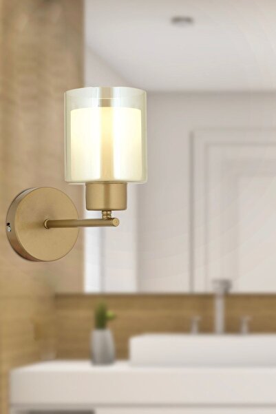 Apliqa Lima Eskitme Bal Çift Cam Duvar Lambası Yatak Odası-Yatak Başı-Banyo İçin Modern Aplik