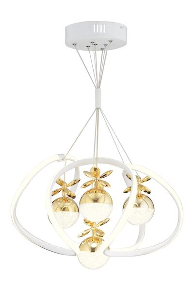 Apliqa Balca 4'lü Beyaz Gold 3 Renkli 50 Watt Ledli Modern Oturma Odası, Koridor, Salon Led Avize