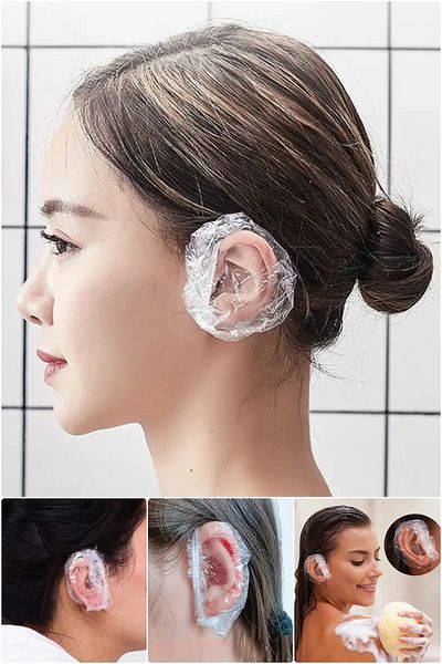 MUHEN 100 Pieces of Protective Ear Cap - for Swimming and Shower, Waterproof Design, Prevent Infections