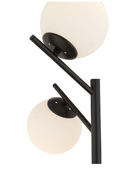 Apliqa Renji 3Lü Siyah Boyalı Beyaz Camlı Modern Tasarım Metal Lambader