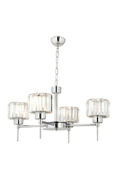 Apliqa Sadem 4 Lü Krom Kaplama Kristalli Taşlı Modern Tasarım Salon-Yatak Odası-Oturma Odası Kristal Avize