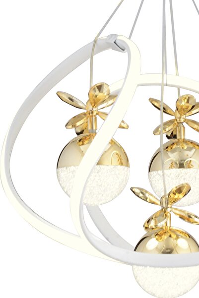 Apliqa Balca 4'lü Beyaz Gold 3 Renkli 50 Watt Ledli Modern Oturma Odası, Koridor, Salon Led Avize