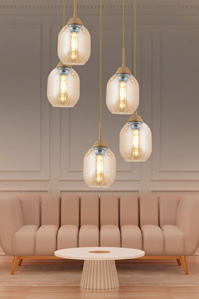 Apliqa Hierro 5 Li Yuvarlak Eskitme Modern Salon Avize