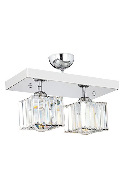 Apliqa RİVİA 2 Lİ KROM KAPLAMA PLAFONYER TAŞLI SALON AVİZE