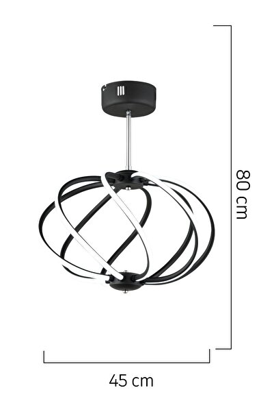 Apliqa Gestel Siyah Sarkıt 88 Watt Sarkıt Ledli Modern Mutfak Banyo Led Salon Sarkıt Avize
