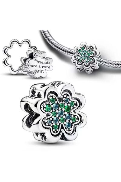 Es Silver Ayrılabilir Dört Yapraklı Yonca Charm 925 Ayar Gümüş