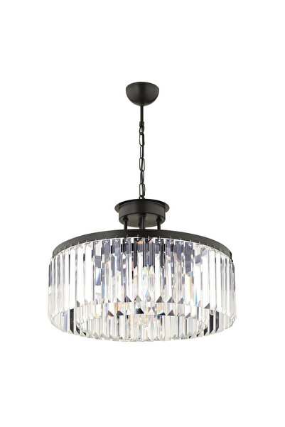 Apliqa Kanvas 45'Lik Siyah Kristalli Taşlı Modern Tasarım Kristal Salon Avize