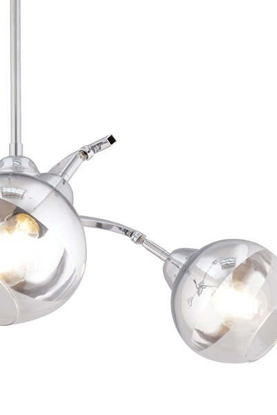 Apliqa Abbey 3'lü Krom Rengi Krom Camlı Yuvarlak Modern Oturma Odası Spot Salon Avize