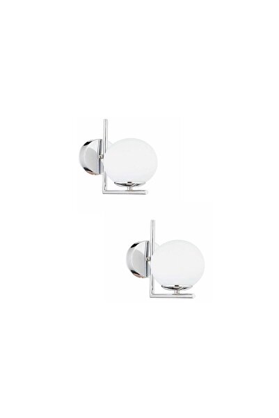 Apliqa Sara Krom Kaplama Duvar Lambası 2'li Aplik Seti Yatak Odası-yatak Başı-banyo İçin Modern Aplik