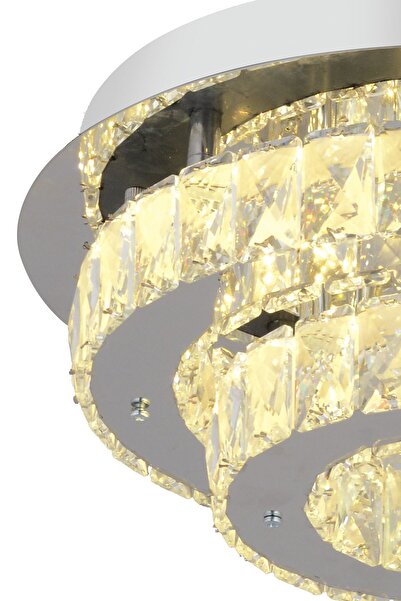 Apliqa Ardenia 2 Katlı Krom 3 Renkli 70 Watt Kristalli Ledli Modern Salon Led Büyük Avize