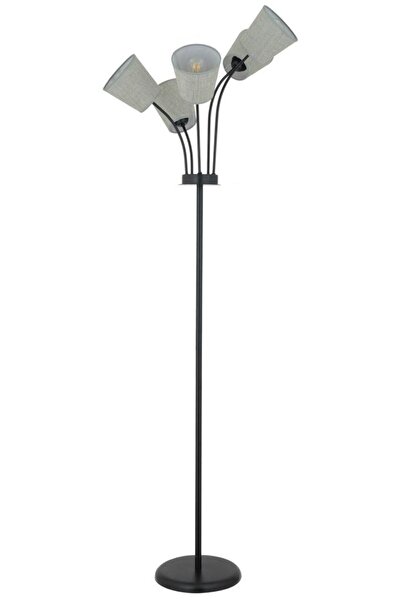 Apliqa Lara 5li Şapkalı Siyah Moder Tasarım Dekoratif Oturma Odası-Salon Lambader