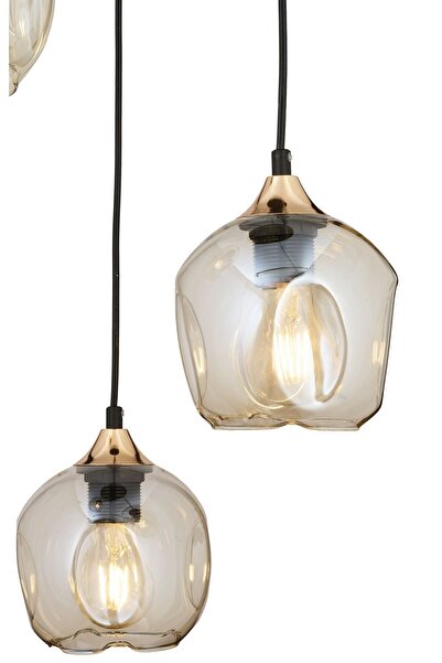 Apliqa Karya 3Lü Yuvarlak Siyah Gold Modern Sarkıt Genç Odası Yatak odası Retro Salon Avize