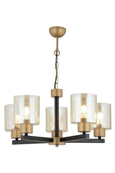 Apliqa Jade 5 Li Avize Eskitme Siyah Boyalı Bal Camlı Modern Genç Odası Yatak Odası Retro Salon Avize