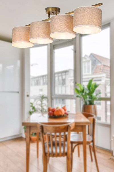 Apliqa Selina 4Lü Eskitme Şapkalı Modern Plafonyer Genç Odası Mutfak Yatak Odası Avize