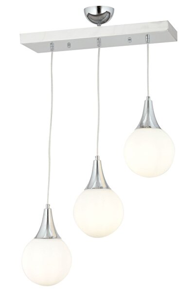 Apliqa Damla 3 Lü Krom Rengi Sıralı Modern Genç Odası Mutfak Salon Sarkıt Avize