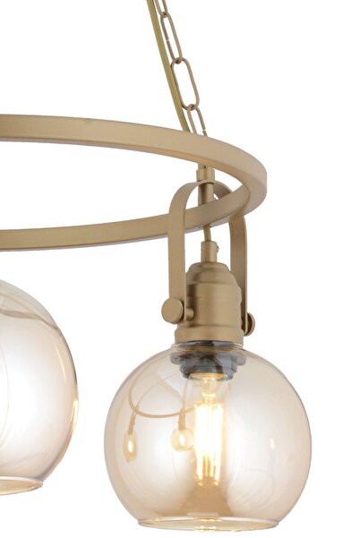 Apliqa Cherish 3'lü Yuvarlak Eskitme Bal Camlı Modern Oturma Odası Salon Avize