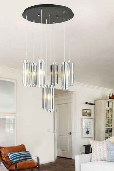 Apliqa Natali 8Li Sarkıt Krom Modern Genç Odası Mutfak Salon Sarkıt Avize