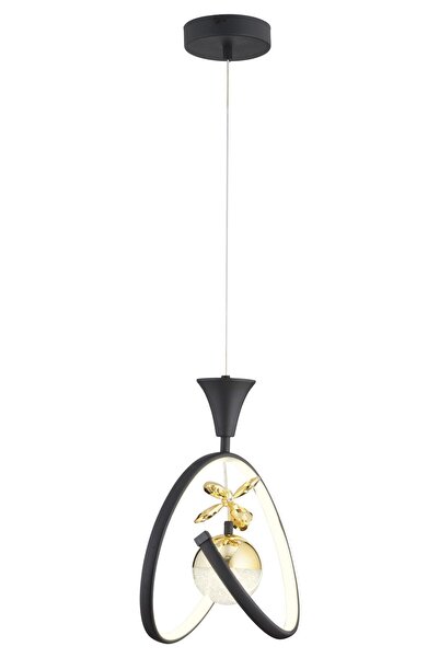 Apliqa Mengü Tekli Siyah Gold 3 Renkli 30 Watt Ledli Modern Oturma Odası, Koridor, Salon Led Avize