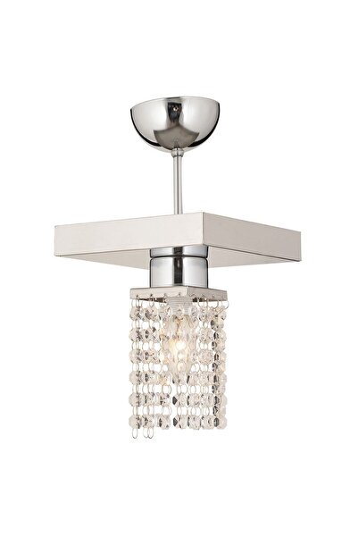 Apliqa Peter Tekli Krom Kristalli, Taşlı Modern Tasarım Kristal Salon Avize