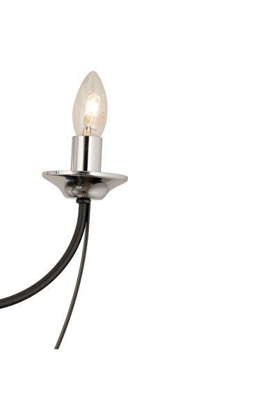 Apliqa Obito 6Lı Siyah Krom Modern Sarkıt Yatak odası Retro Salon Avize