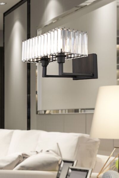 Apliqa Brambles Siyah Kristal Taşlı Duvar Lambası Yatak Odası-yatak Başı-salon Için Aplik