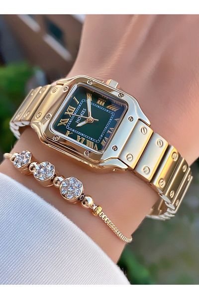 Homies Brand Gold Color Waterproof Women's Wristwatch - With Bracelet Gift