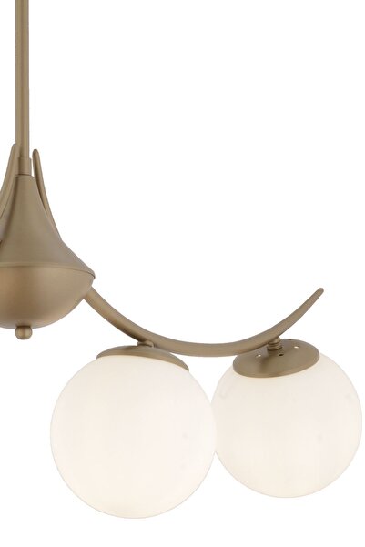 Apliqa Germaine 4'lü Sıralı Eskitme Beyaz Camlı Modern Oturma Odası Salon Avize