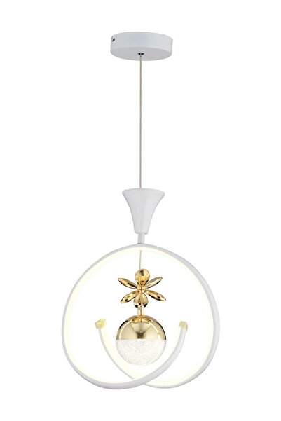 Apliqa Mengü Tekli Beyaz Gold 3 Renkli 30 Watt Ledli Modern Oturma Odası, Koridor, Salon Led Avize