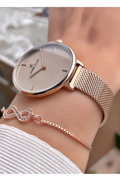Daniel Klein Silver Women's Wristwatch and Bracelet Gift