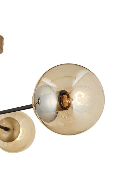 Apliqa Nide 3Lü Siyah Eskitme Bal Camlı Modern Genç Odası Yatak Odası Retro Salon Avize