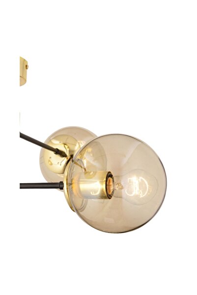 Apliqa Maral 4Lü Siyah Gold Bal Camlı Modern Koridor Mutfak Salon Retro Avize