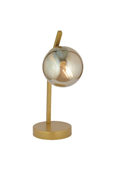 Apliqa Feris Gold Modern Living Room-Bedroom Honey Glass Table Lamp