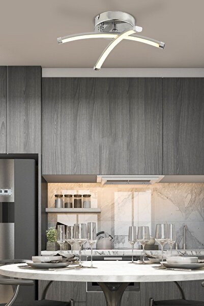 Apliqa Dosse 2Li Krom 15 Watt Plafonyer 3 Renkli Ledli Modern Mutfak Banyo Led Salon Sarkıt Avize