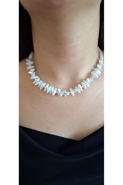 azra takı tasarım Pearl Short Women's Necklace - Handmade