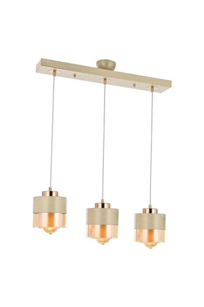 Apliqa Boris 3lü Sıralı Krem-bakır Sarkıt Modern Genç Odası Mutfak Salon Avize