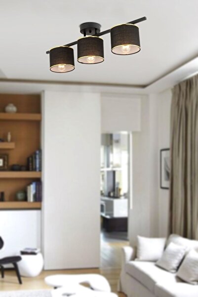 Apliqa Selina 3Lü Siyah Modern Plafonyer Genç Odası Mutfak Yatak Odası Avize