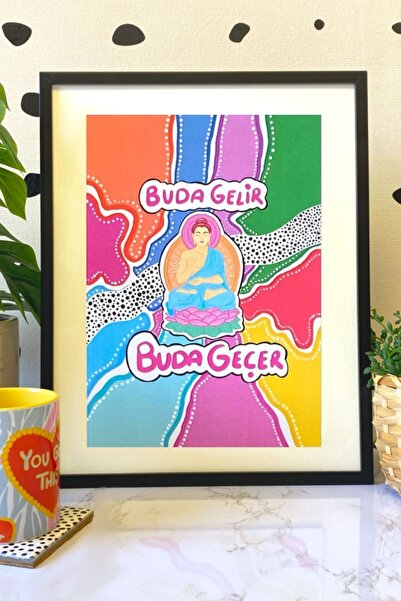 Hello Melody Design Baskı Koleksiyonundan "BUDA" Baskısı - Beyaz Çerçeveli