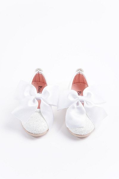 Banamio Pantofi pentru fete Shuu Bow Broken Stone Coated (ALB)