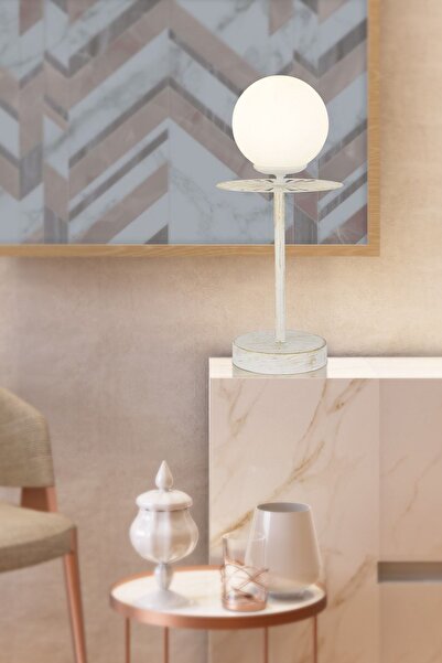 Apliqa Rakes Beyaz Silme Abajur Salon-Yatak Odası Modern Tasarım Masa Lambası