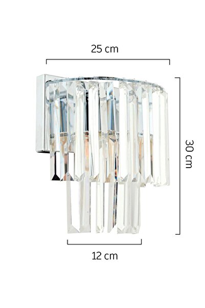 Apliqa Nilüfer Dikdörtgen Krom 3 Parça Kristalli Taşlı Modern Tasarım Kristal Salon Avize Seti