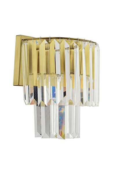 Apliqa Nilüfer Eskitme Kristal Taşlı Duvar Lambası Yatak Odası-Yatak Başı-Salon için Aplik