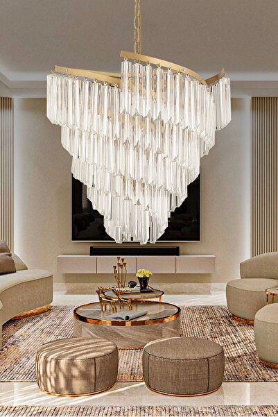 Apliqa Arizona Eskitme Kristalli, Taşlı Modern Tasarım Kristal Salon Avize