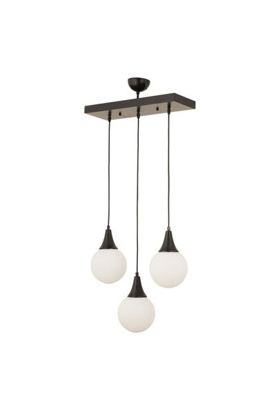 Apliqa Damla 3Lü Sıralı Siyah Beyaz Camlı Sarkıt Modern Genç Odası MutfakSalon Avize